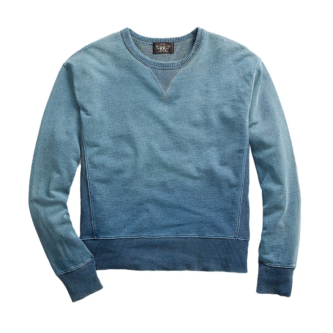 RRL by Ralph Lauren L/S Double V Sweater Washed Blue Indigo | The