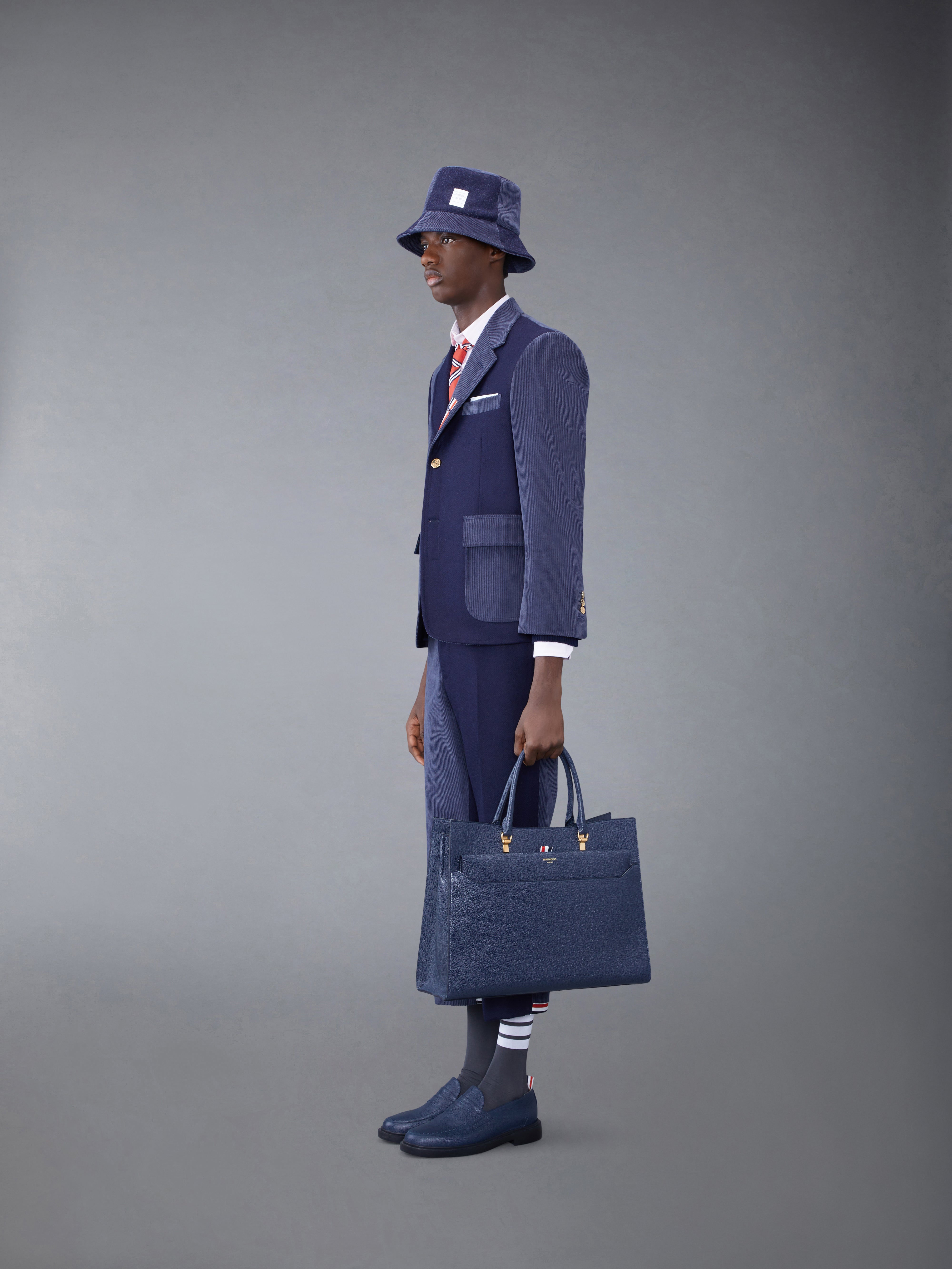 Pebble Grain Leather Large Duet Tote | Thom Browne