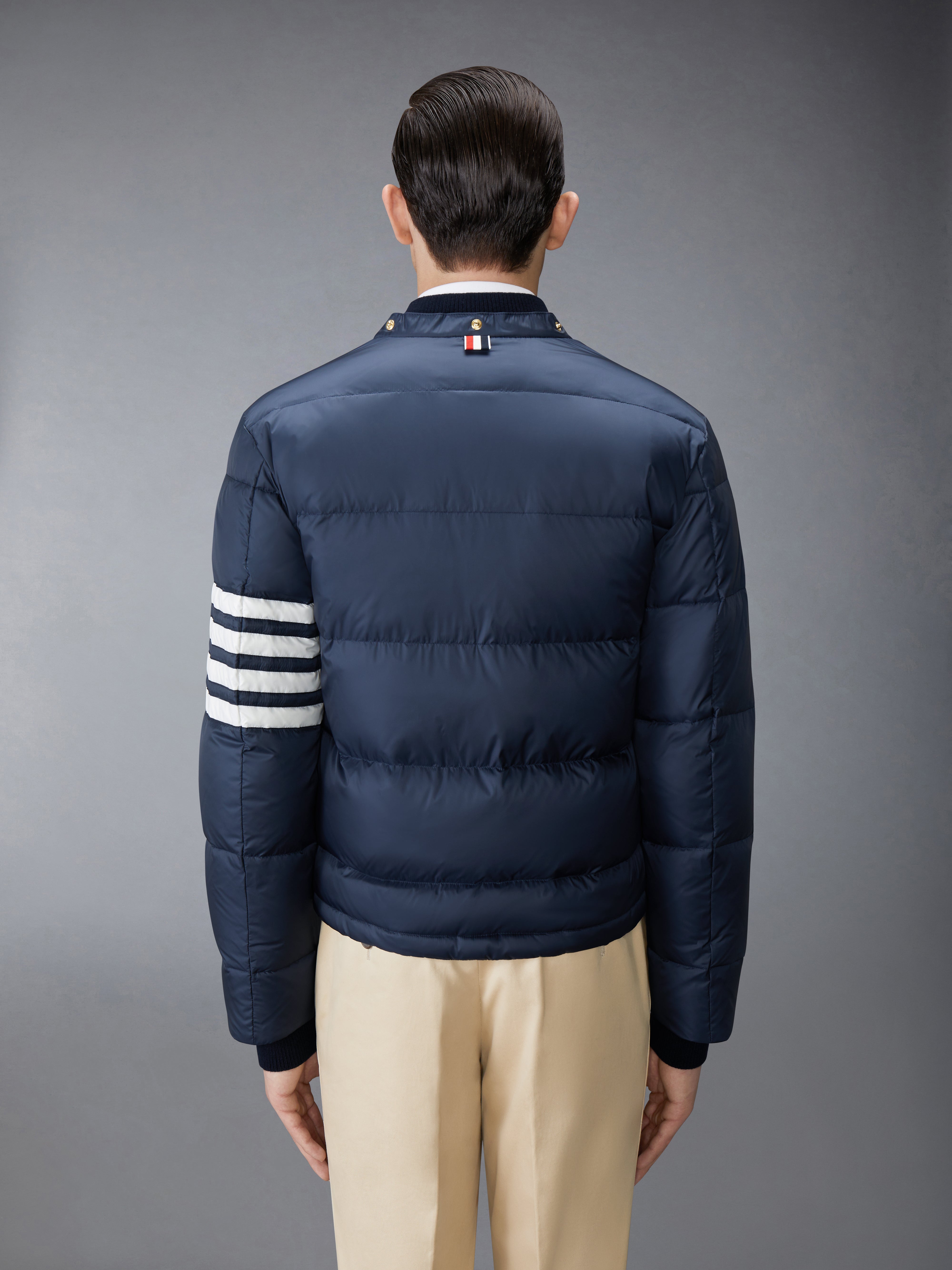 Matte Finish Nylon Down Fill 4 Bar Hood Bomber | Thom Browne