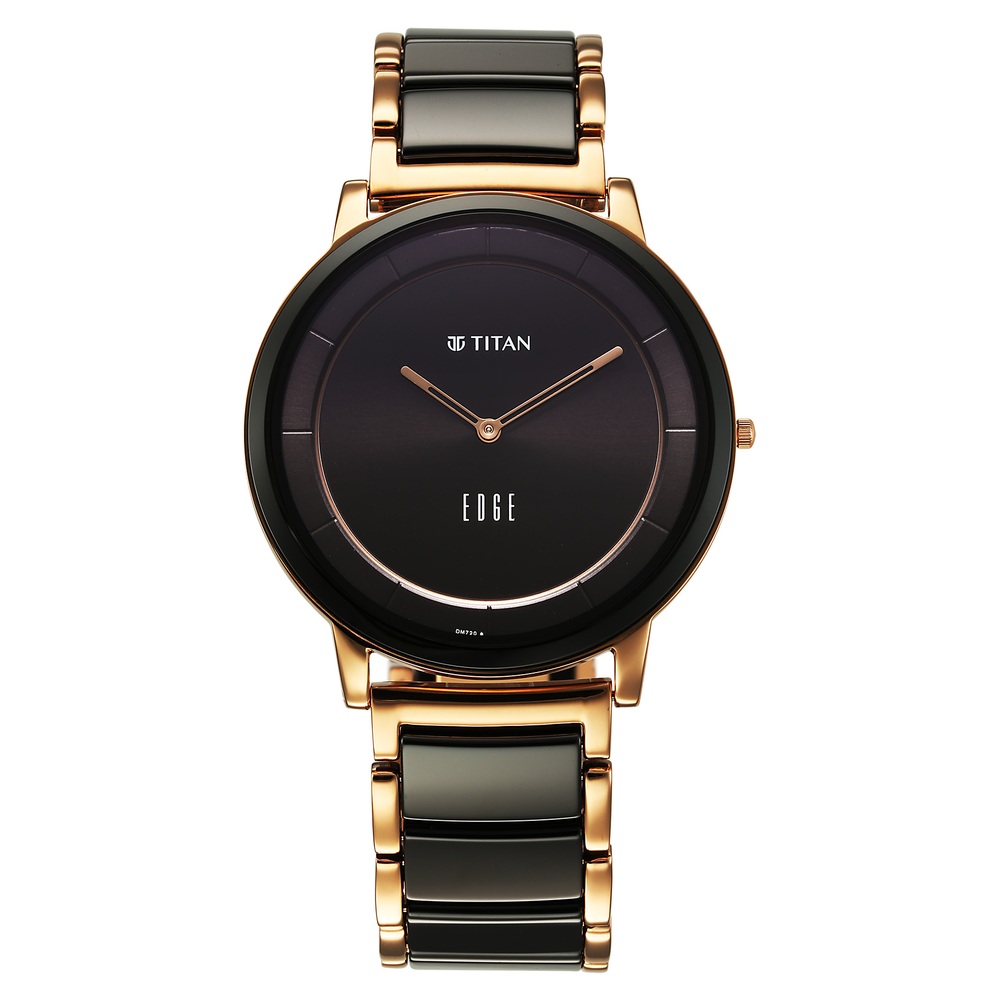 Buy Online Titan Edge Fusion Quartz Analog Black Dial Black Steel