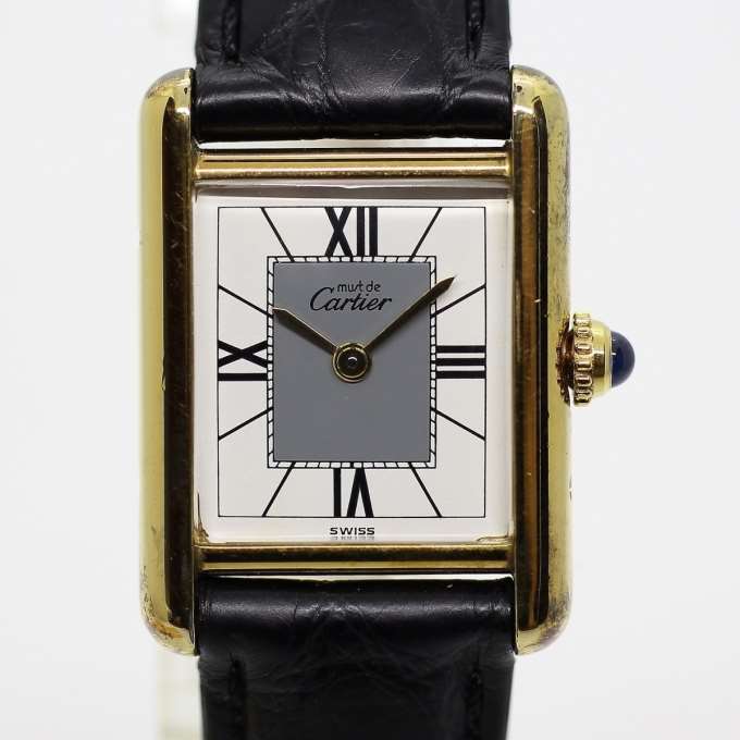 ヴィンテージ時計】カルティエ マストタンクSM ゴールドケース 黒