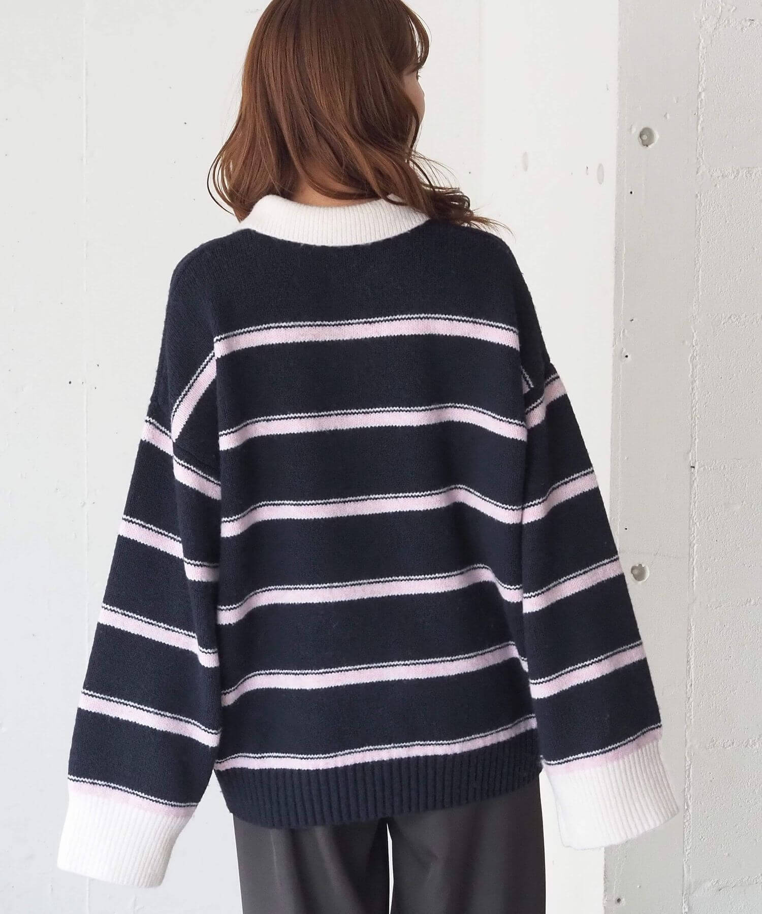 tiptop+pocket ティップトッププラスポケット / ボーダーポロ襟ニット