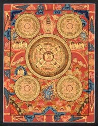 一点物〕タンカ - 五仏曼荼羅[31cm x 39cm] の通販[送料無料