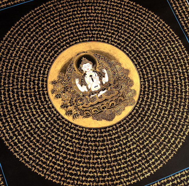 一点物〕タンカ - 六字咒観音菩薩種子曼荼羅[76x76cm] の通販[送料無料