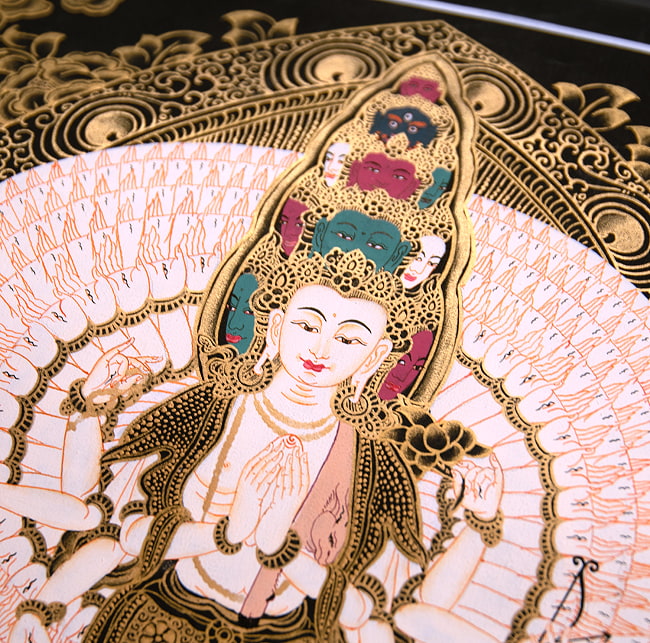 一点物〕タンカ - 十一面千手千眼観世音菩薩[30cm x 40cm] の通販[送料