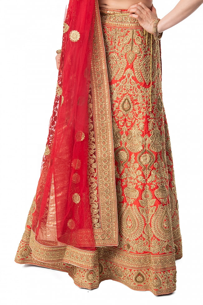 1点物】インドのレヘンガドレスセット - レッド の通販[送料無料