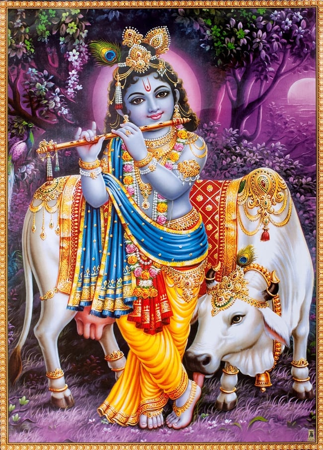 クリシュナ Krishna ポスター ヒンドゥー教 〔約70.5cm×約50.5cm〕大判