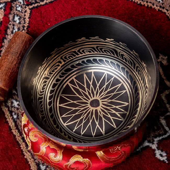 一点物】高音質ブラックシンギングボウル【音階:G】 645g(スティック