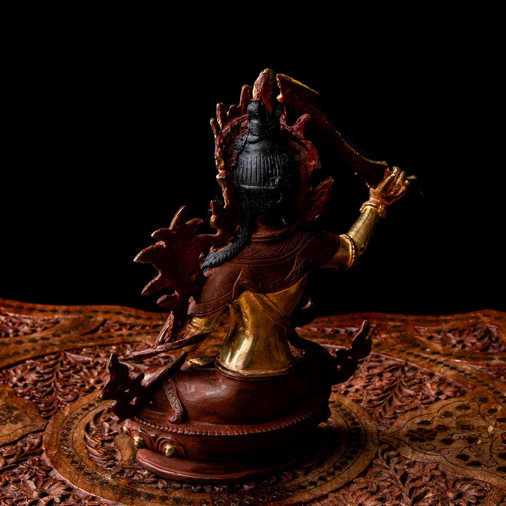 マンジュシュリー - 文殊師利菩薩 銅造鍍金仕上げ - 22cm の通販[送料