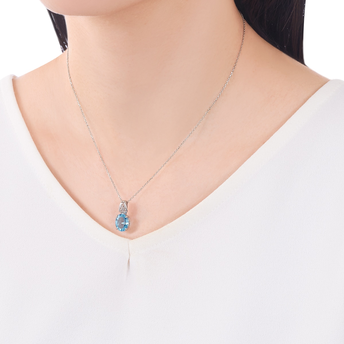 K10ホワイトゴールドブルートパーズネックレス(RPN496-002)|TSUTSUMI