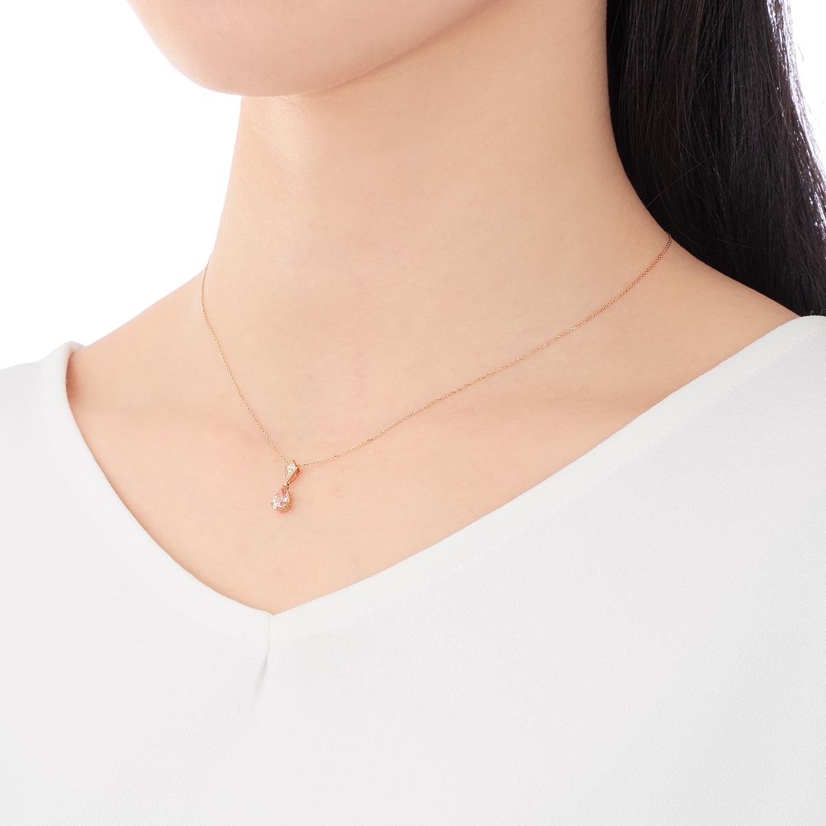 K18ピンクゴールドモルガナイトネックレス(RPN036-001)|TSUTSUMI