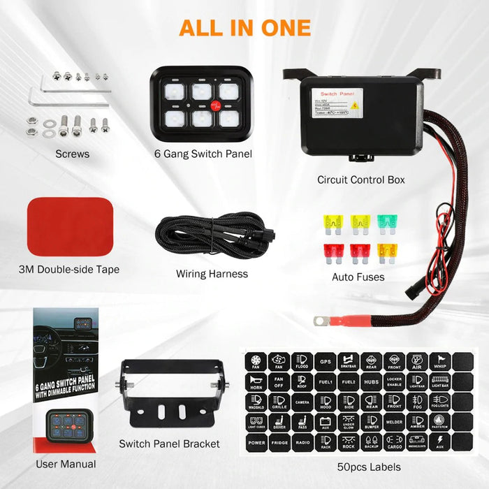 Auxbeam 6 Gang LED Switch Panel Kit — Tundra Lifestyle