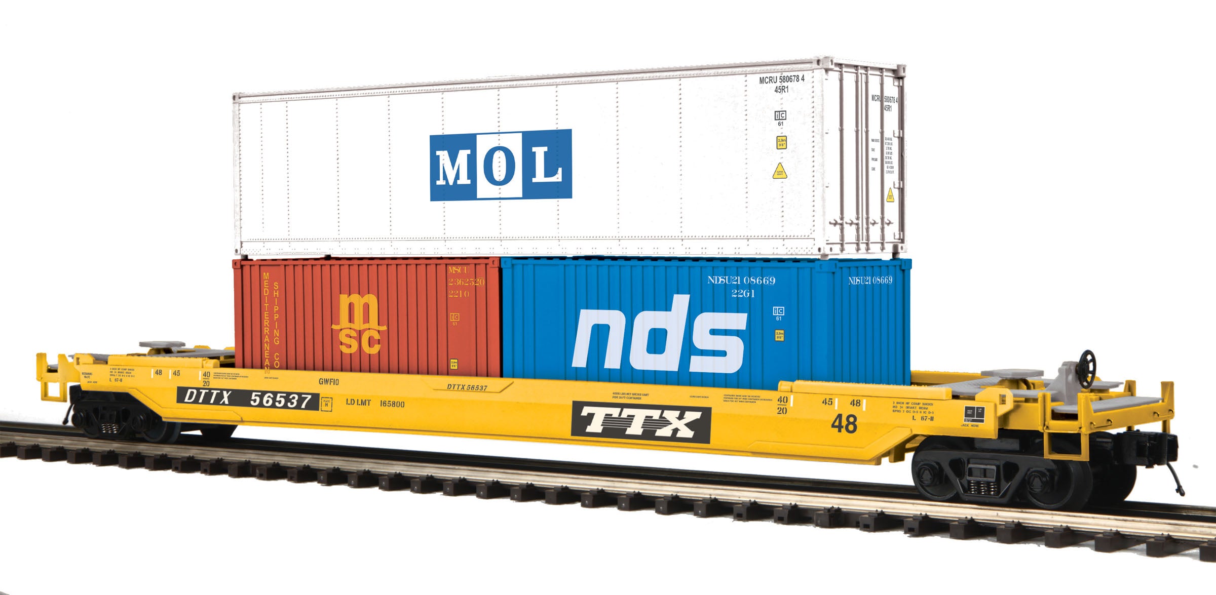 MTH 20-95232 O TTX Husky Stack Car w/2 20' Containers and a 40