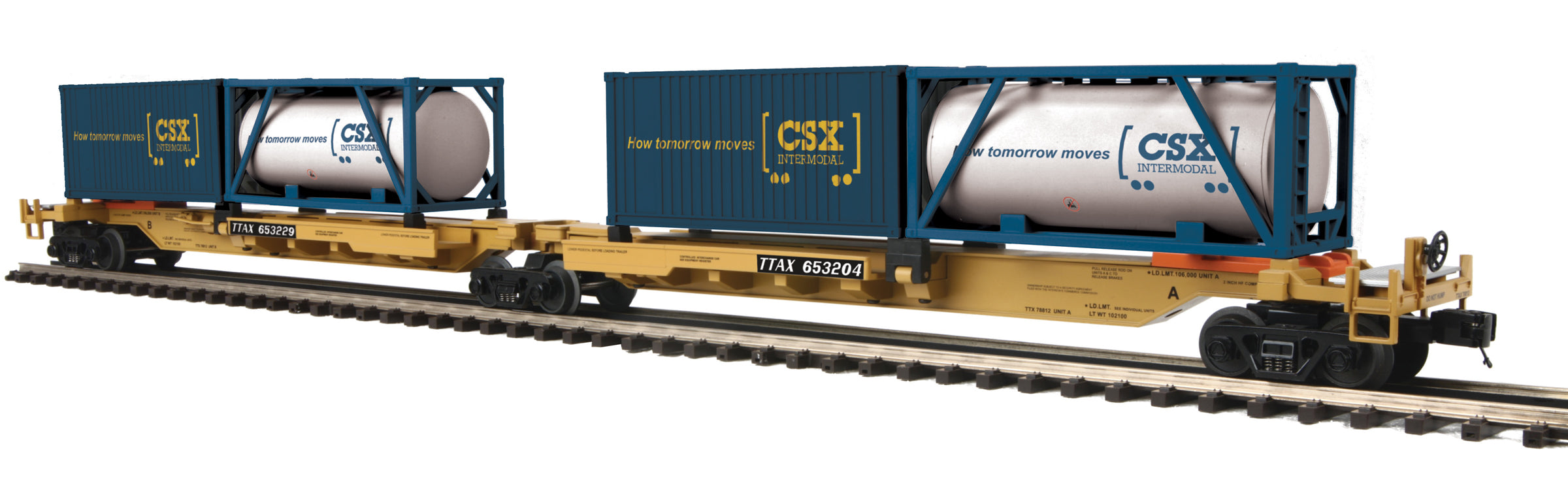 MTH 20-95298 O TTX CSX Spine Car Set w/Tank Container & 20