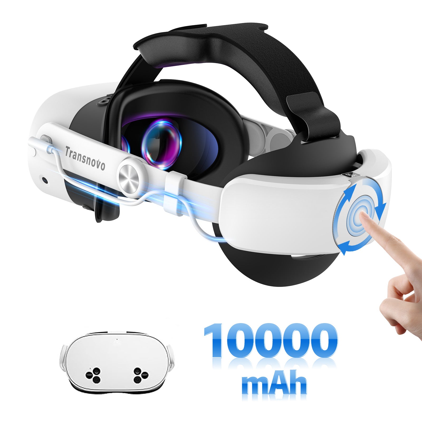 10000mAh Battery Meta Quest 3S Head Strap – Transnovo