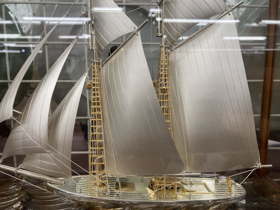 武比古 銀製 ヨット silver 985 刻印 記念品 現状渡し＠80 11(置物