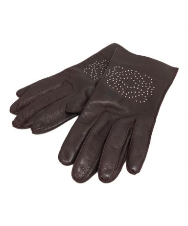 中古・古着通販】LOEWE (ロエベ) ロゴラインストーンレザーグローブ