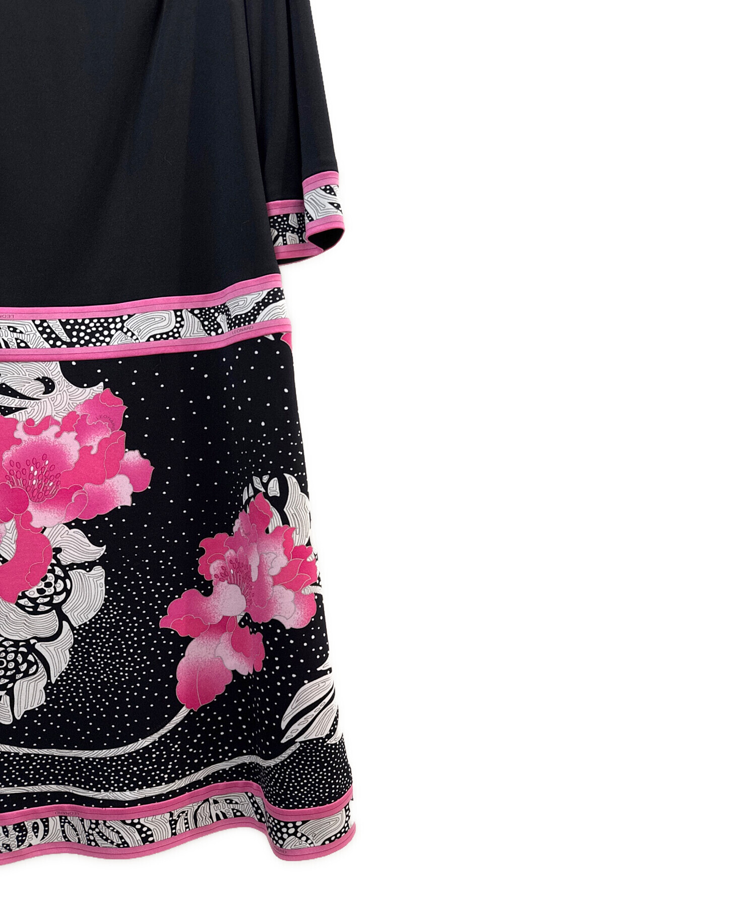 中古・古着通販】LEONARD (レオナール) 花柄ワンピース ブラック