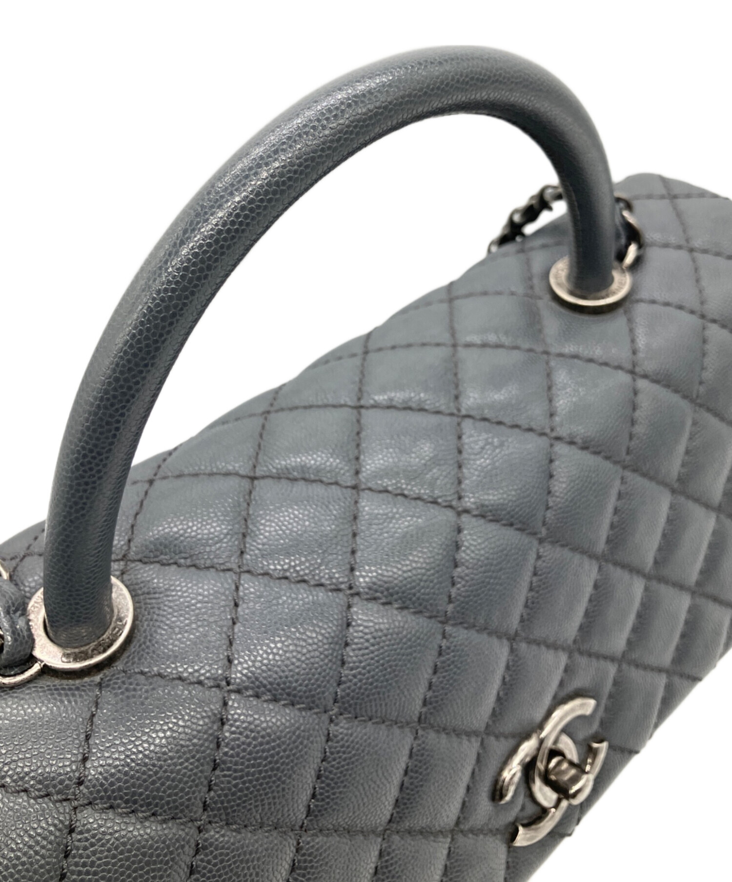 中古・古着通販】CHANEL (シャネル) ココハンドル マキシ M グレー