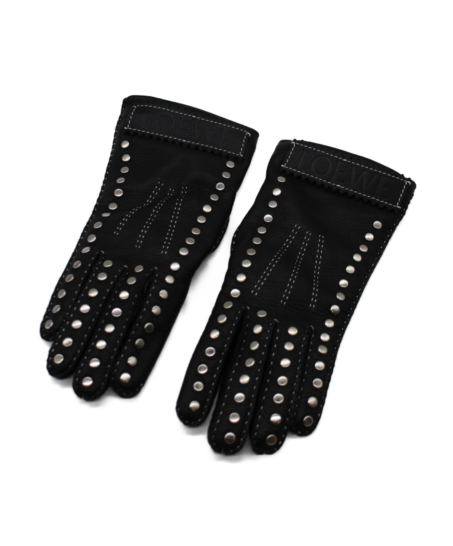 中古・古着通販】LOEWE (ロエベ) スタッズレザーグローブ ブラック