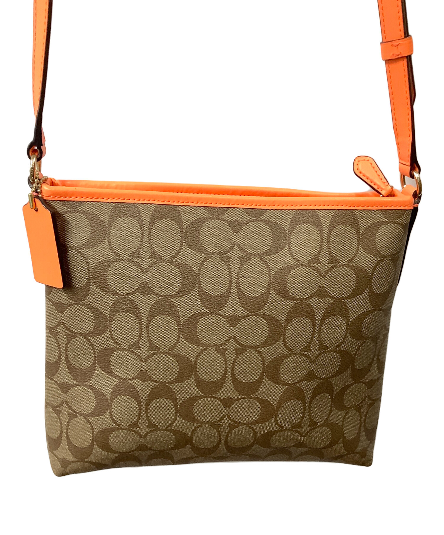 中古・古着通販】COACH (コーチ) ショルダーバッグ ベージュ×オレンジ