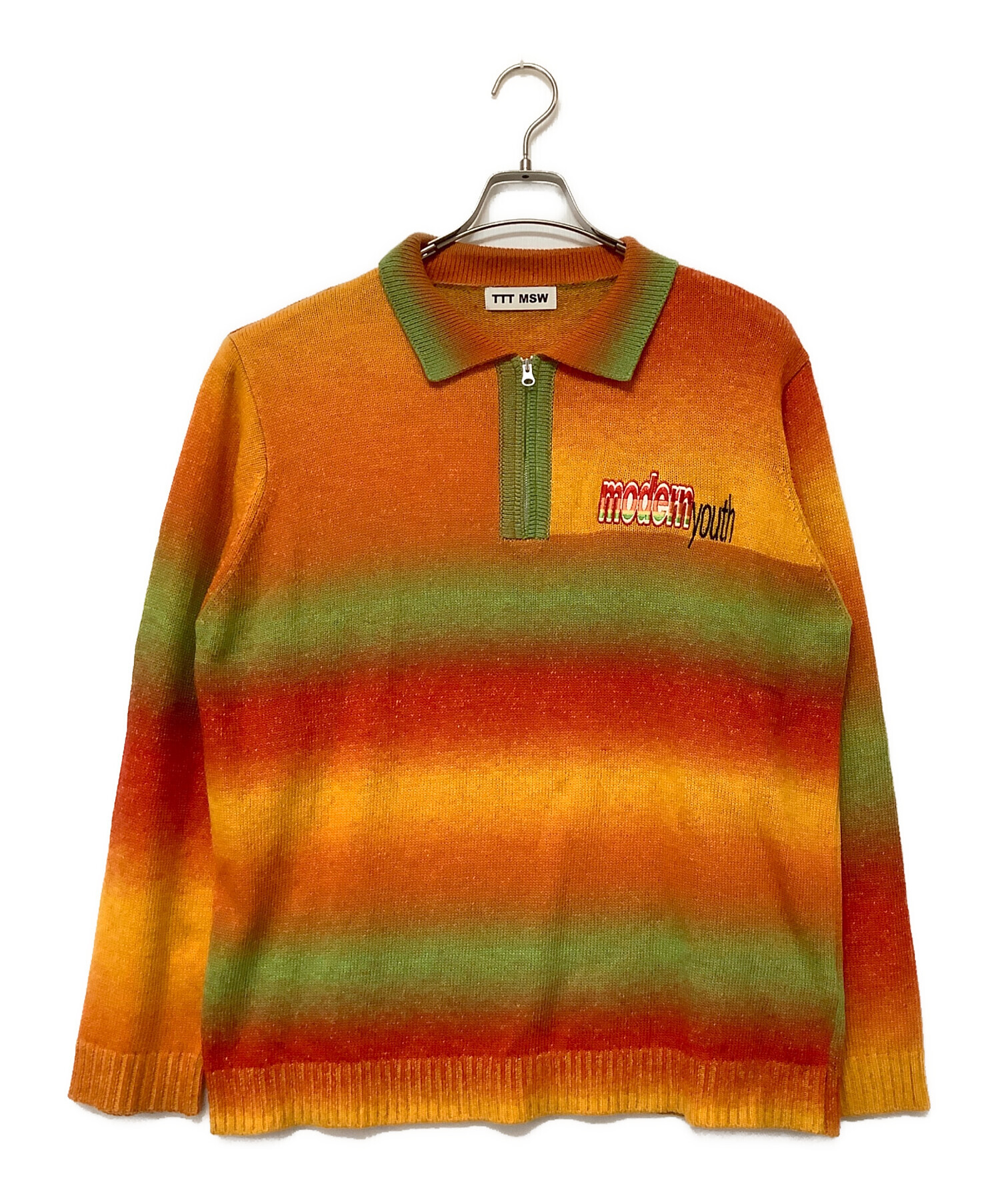 中古・古着通販】TTT MSW (ティー) ニット オレンジ×グリーン サイズ