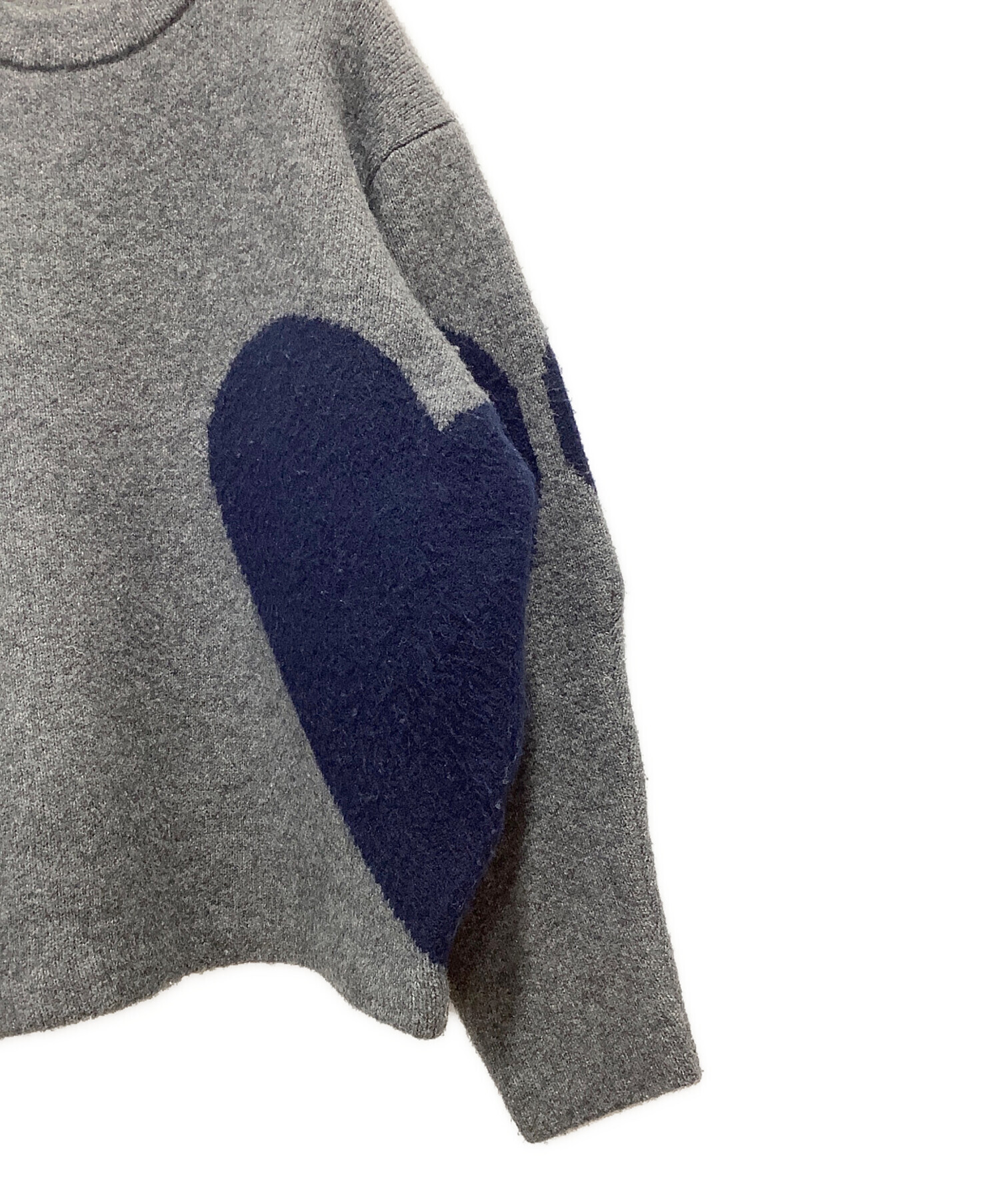 中古・古着通販】NKNIT (ンニット) グレーハートデザインニット グレー