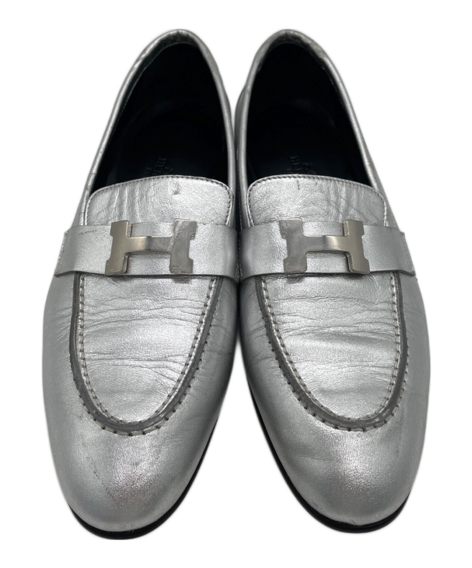 中古・古着通販】HERMES (エルメス) モカシンパリ シルバー サイズ:UK3