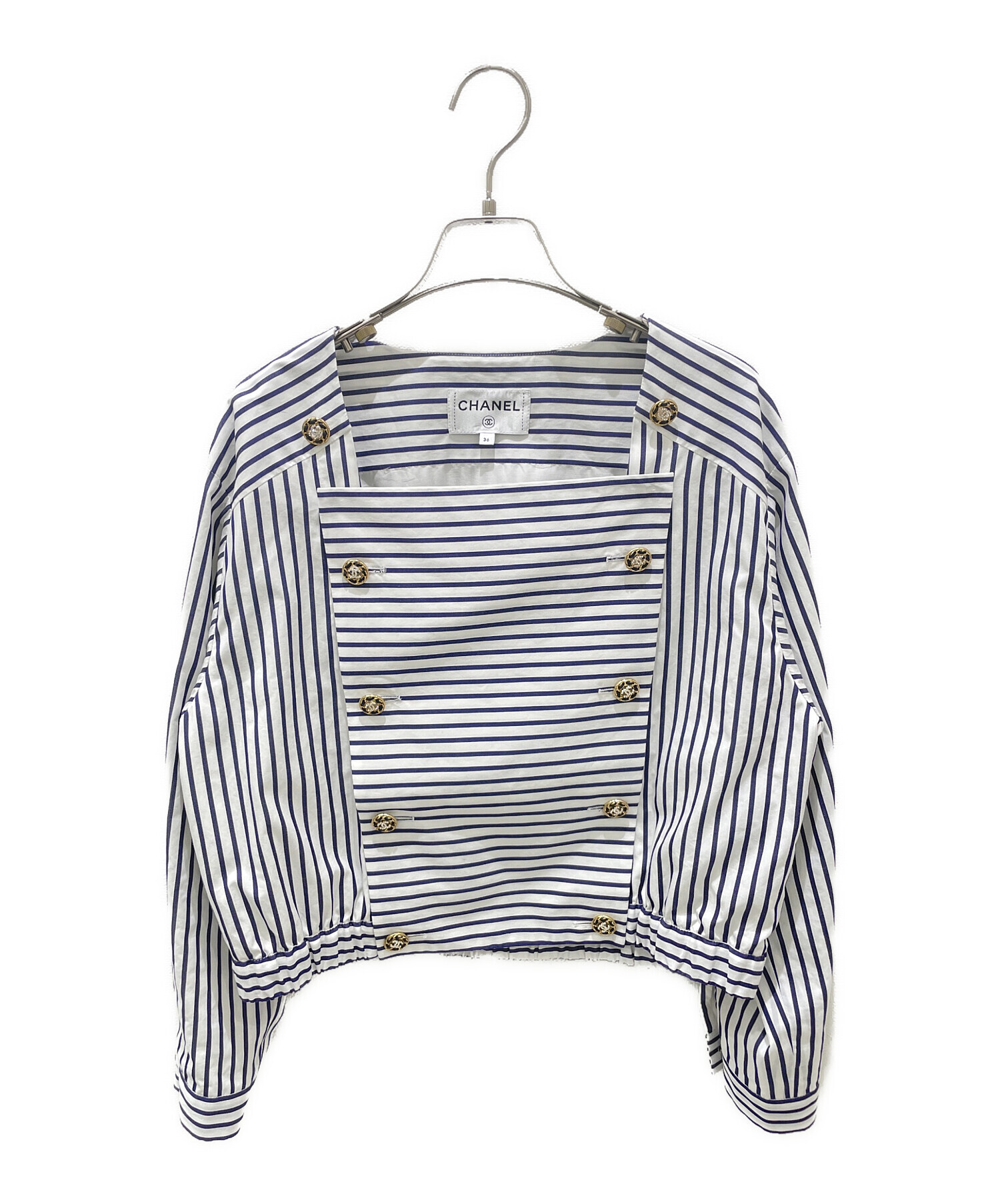 中古・古着通販】CHANEL (シャネル) ストライプダブルシャツジャケット