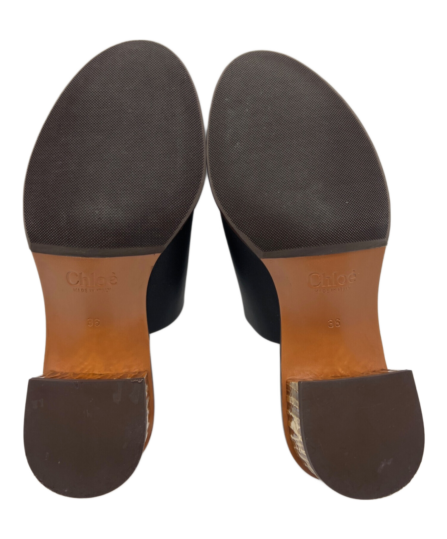 中古・古着通販】Chloe (クロエ) ミュールサンダル ブラック×ブラウン