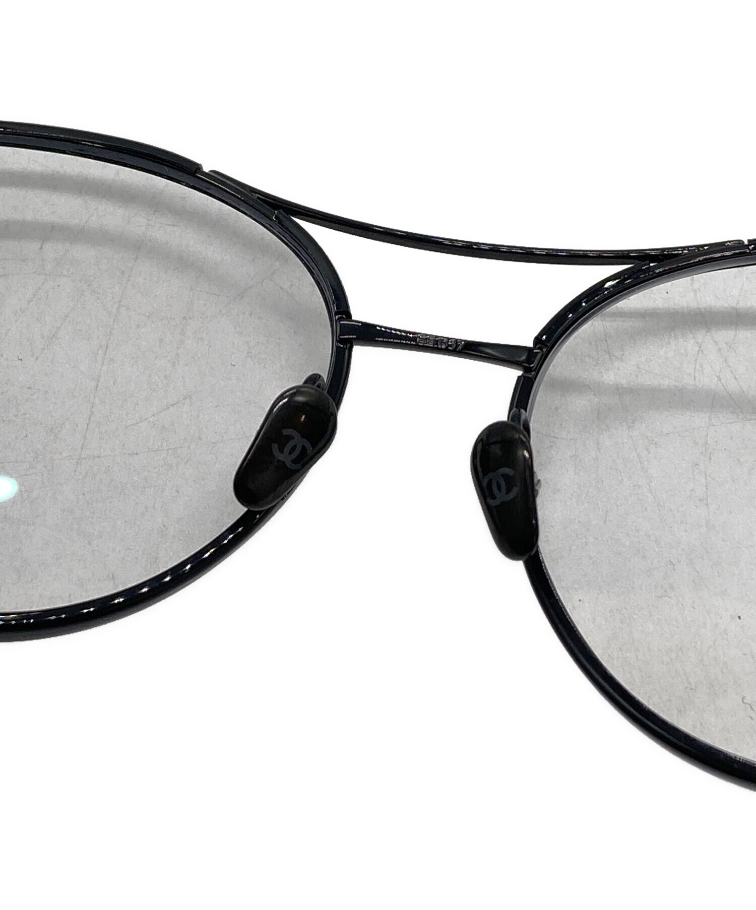中古・古着通販】CHANEL (シャネル) ロゴ パイロット伊達眼鏡 ブラック