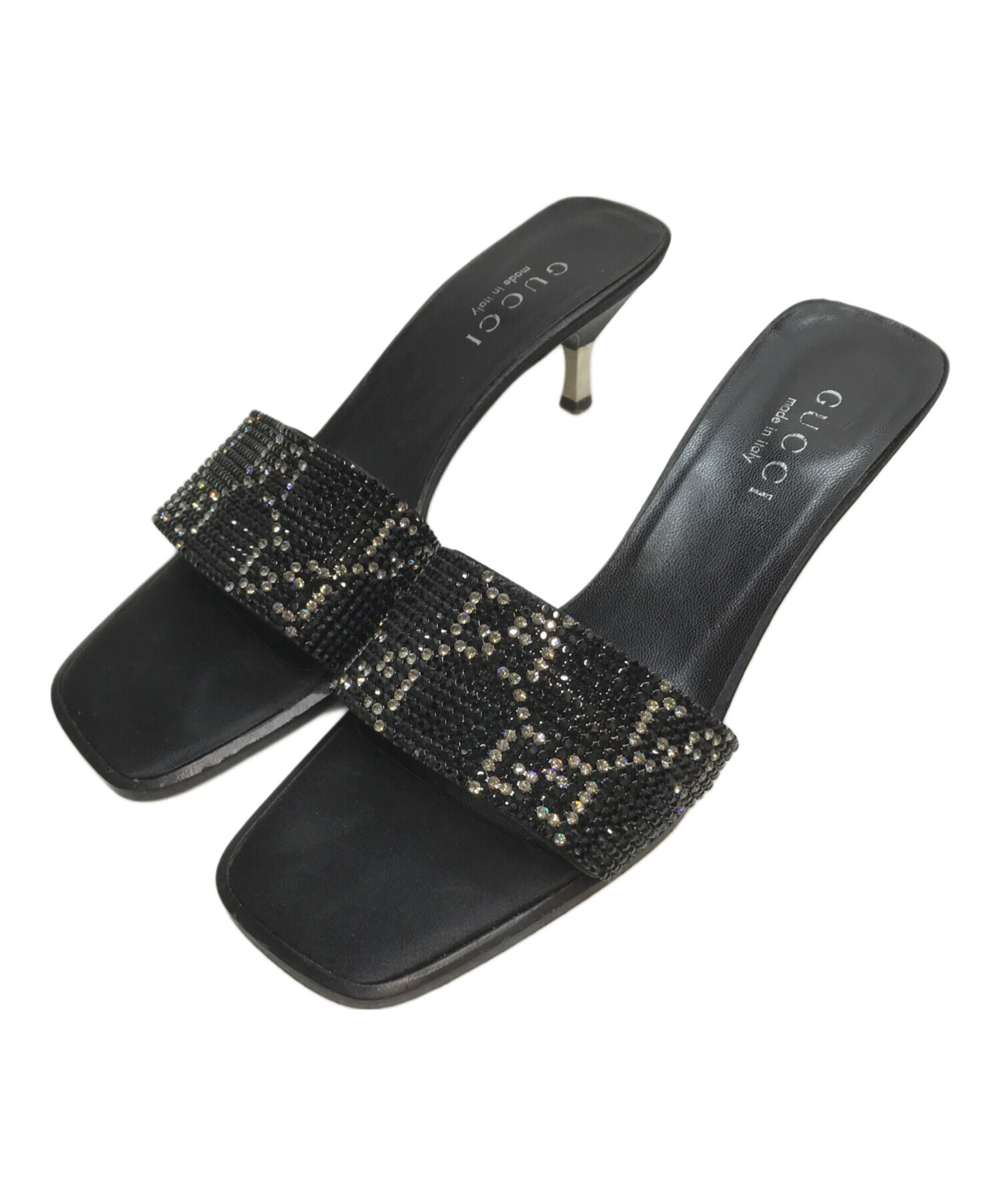 中古・古着通販】GUCCI (グッチ) ラインストーンヒールサンダル