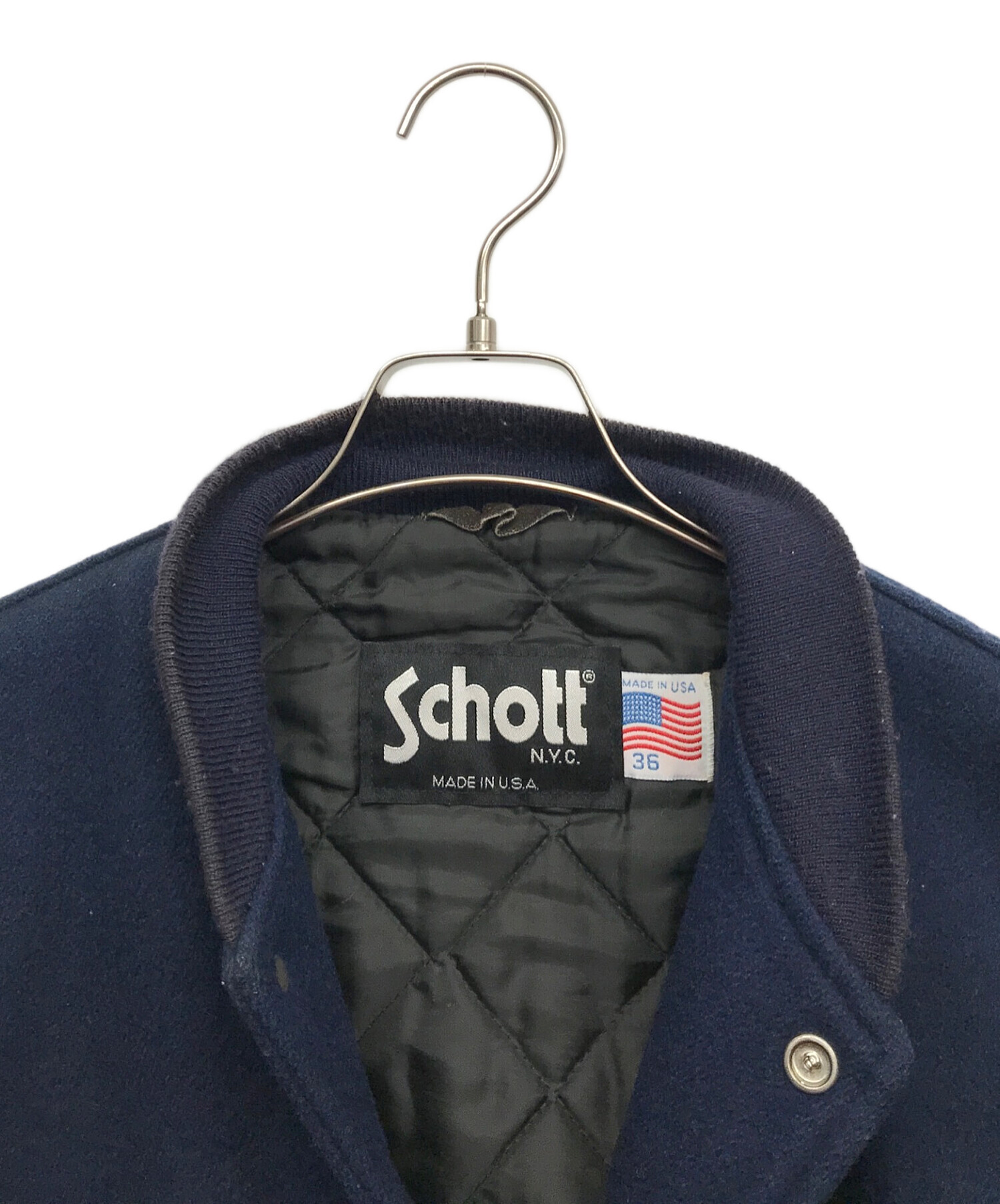 中古・古着通販】Schott (ショット) レザースタジャン ブルー サイズ