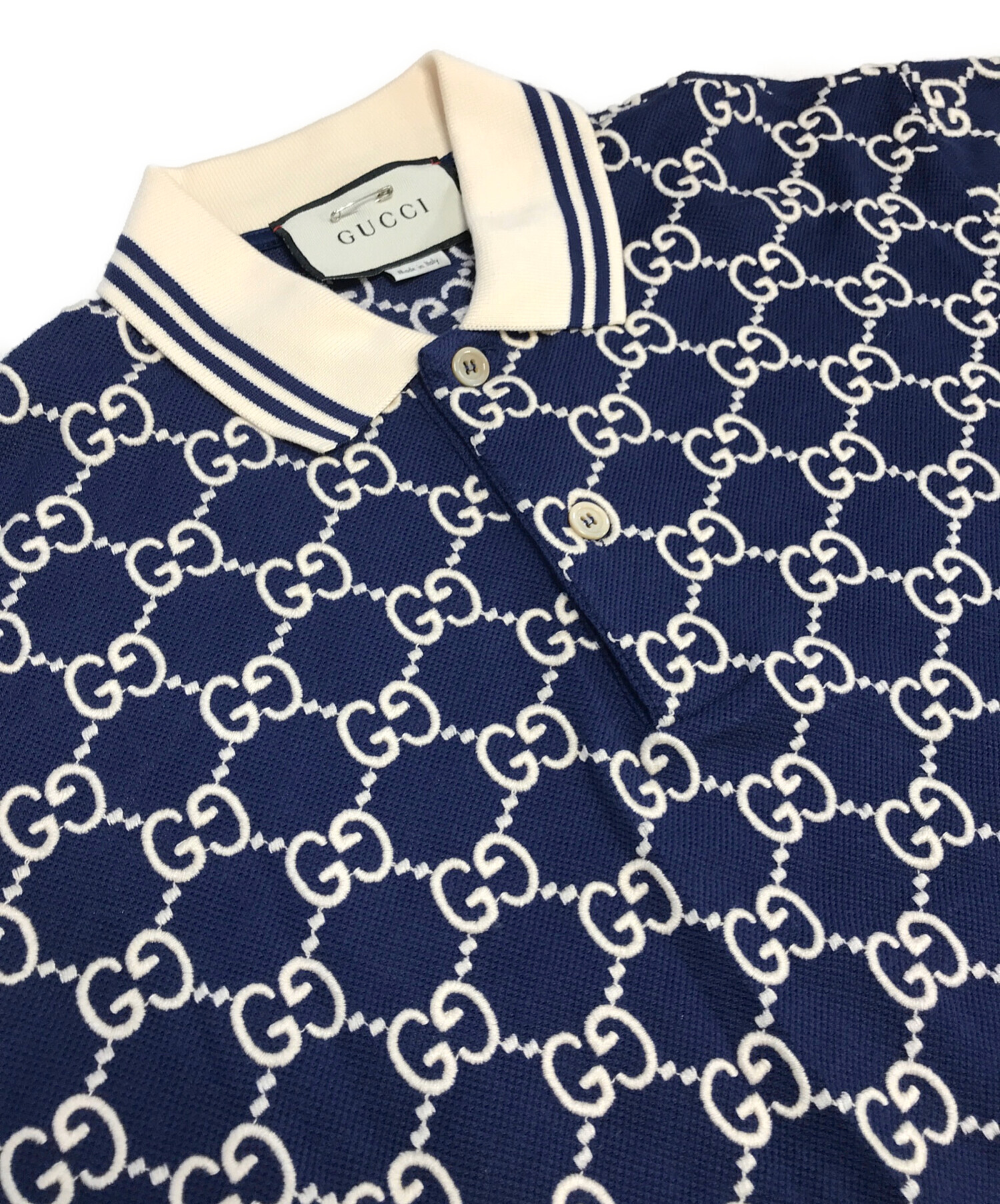 中古・古着通販】GUCCI (グッチ) GG総柄ポロシャツ ブルー サイズ:XS