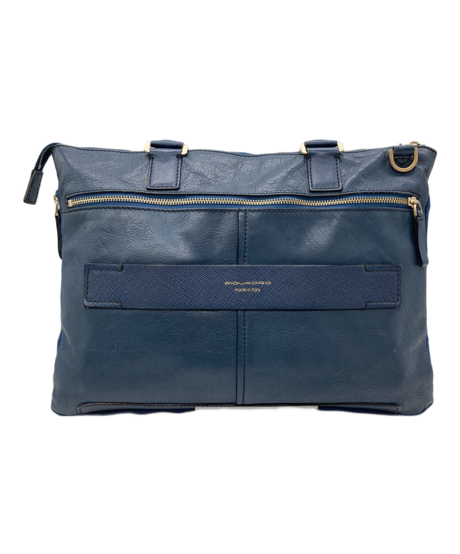 中古・古着通販】PIQUADRO (ピクアドロ) レザーハンドバッグ ネイビー
