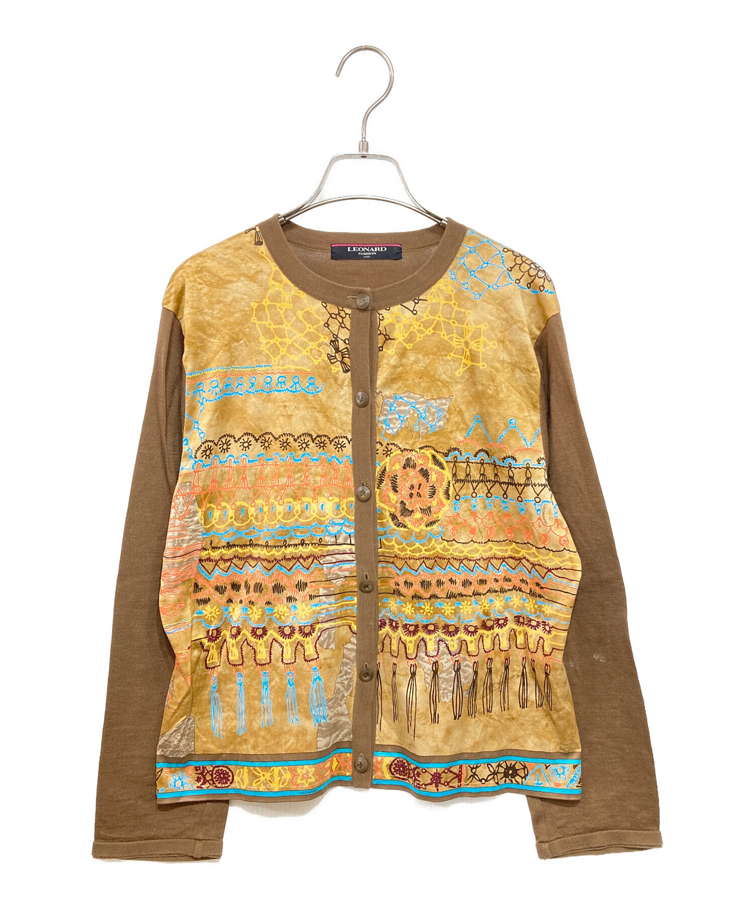 中古・古着通販】LEONARD (レオナール) プリントカーディガン ベージュ
