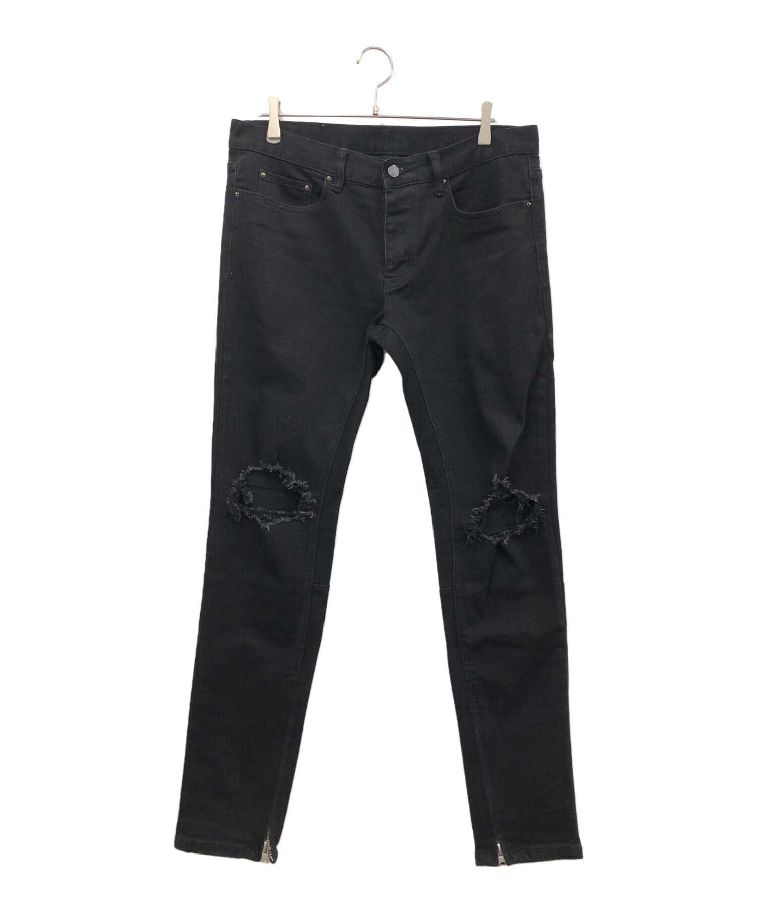 中古・古着通販】mnml (ミニマル) ダメージデニムパンツ ブラック