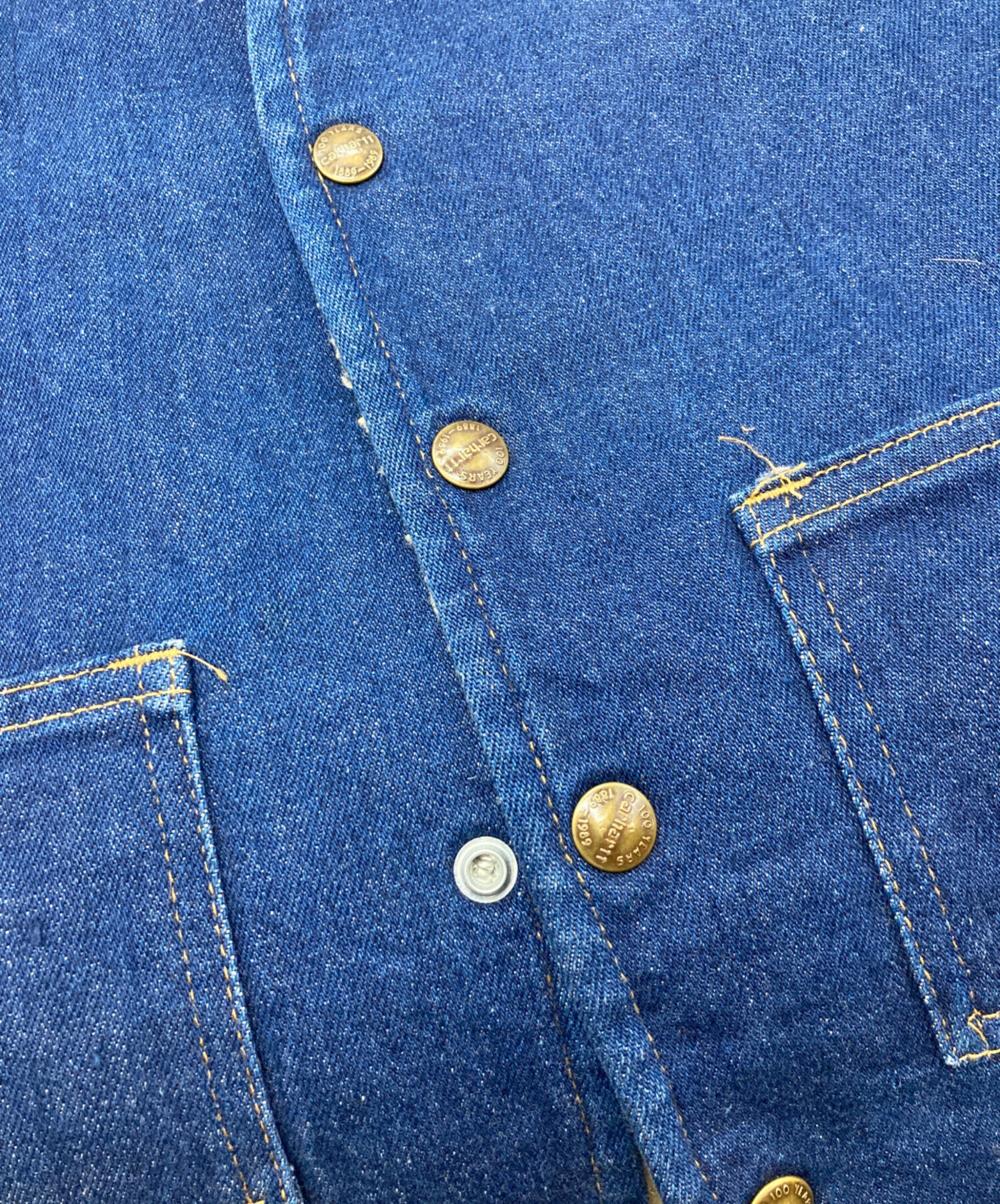 しん】カーハートCarharttデニムベストボア裏地 ネイビー Lサイズ 楽天