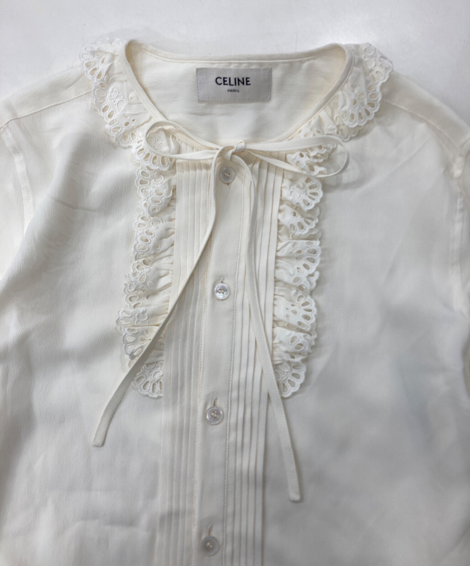 中古・古着通販】CELINE (セリーヌ) シルクフリルブラウス2C06A008D