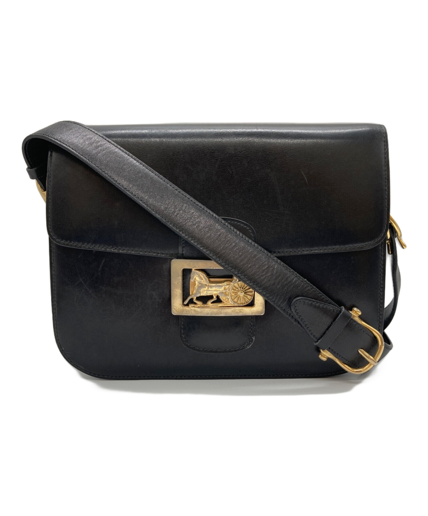 中古・古着通販】CELINE (セリーヌ) 馬車金具レザーショルダーバッグ
