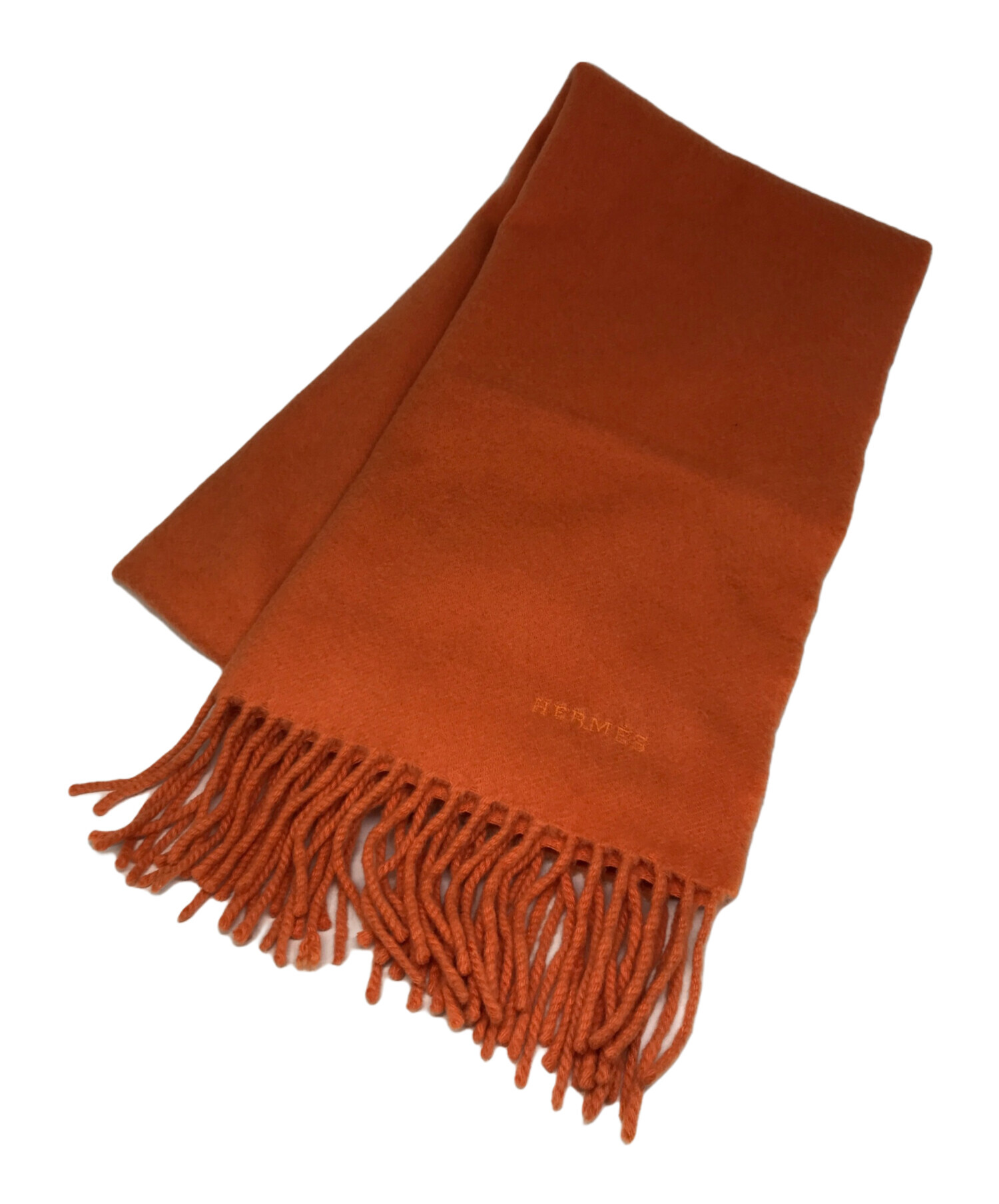 中古・古着通販】HERMES (エルメス) カシミヤマフラー オレンジ