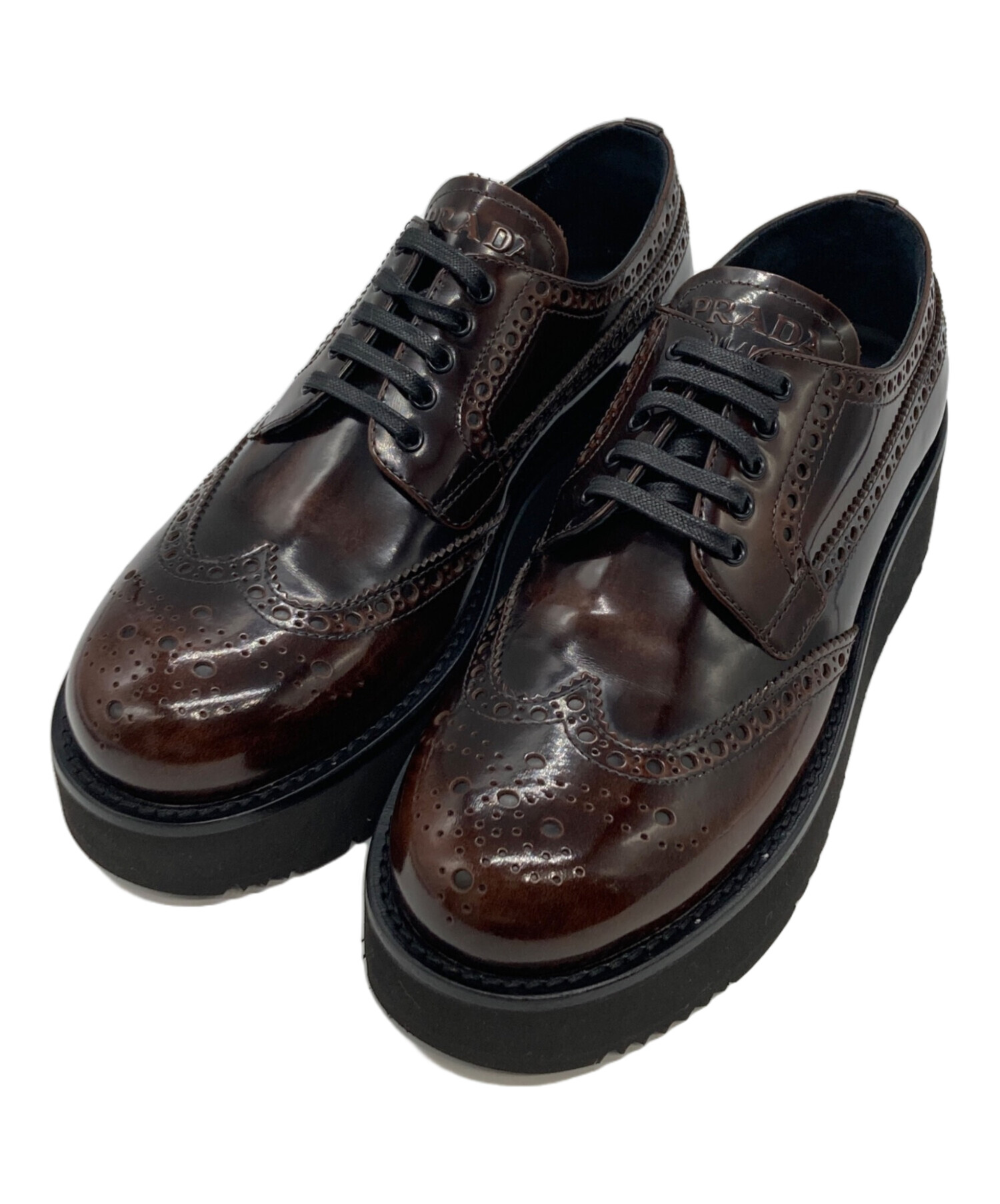 中古・古着通販】PRADA (プラダ) ブラッシュドレザー ダービーシューズ