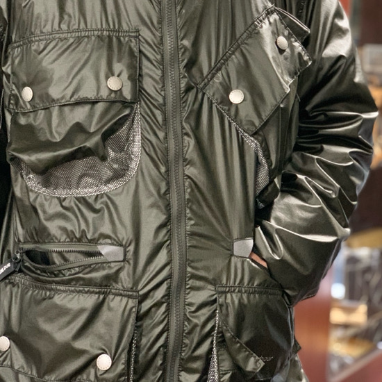 and wander × barbour shiny wind hoodi アンドワンダー バブアー