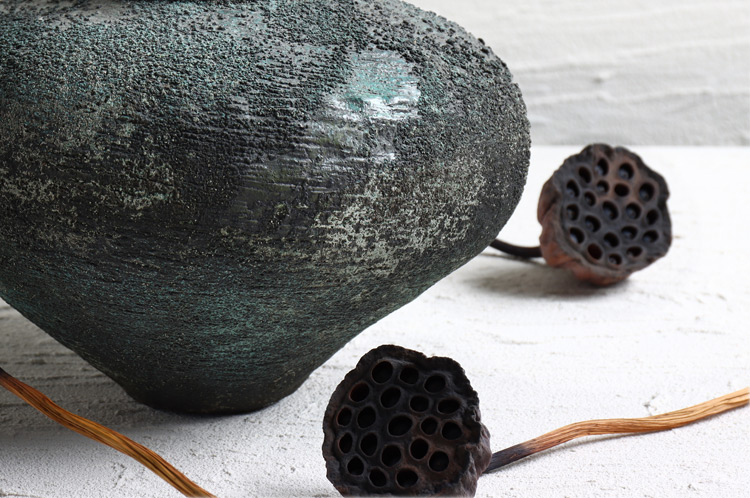 野口悦士 295 緑青 壺 ｜ 暮らしのうつわ花田 和食器 通販