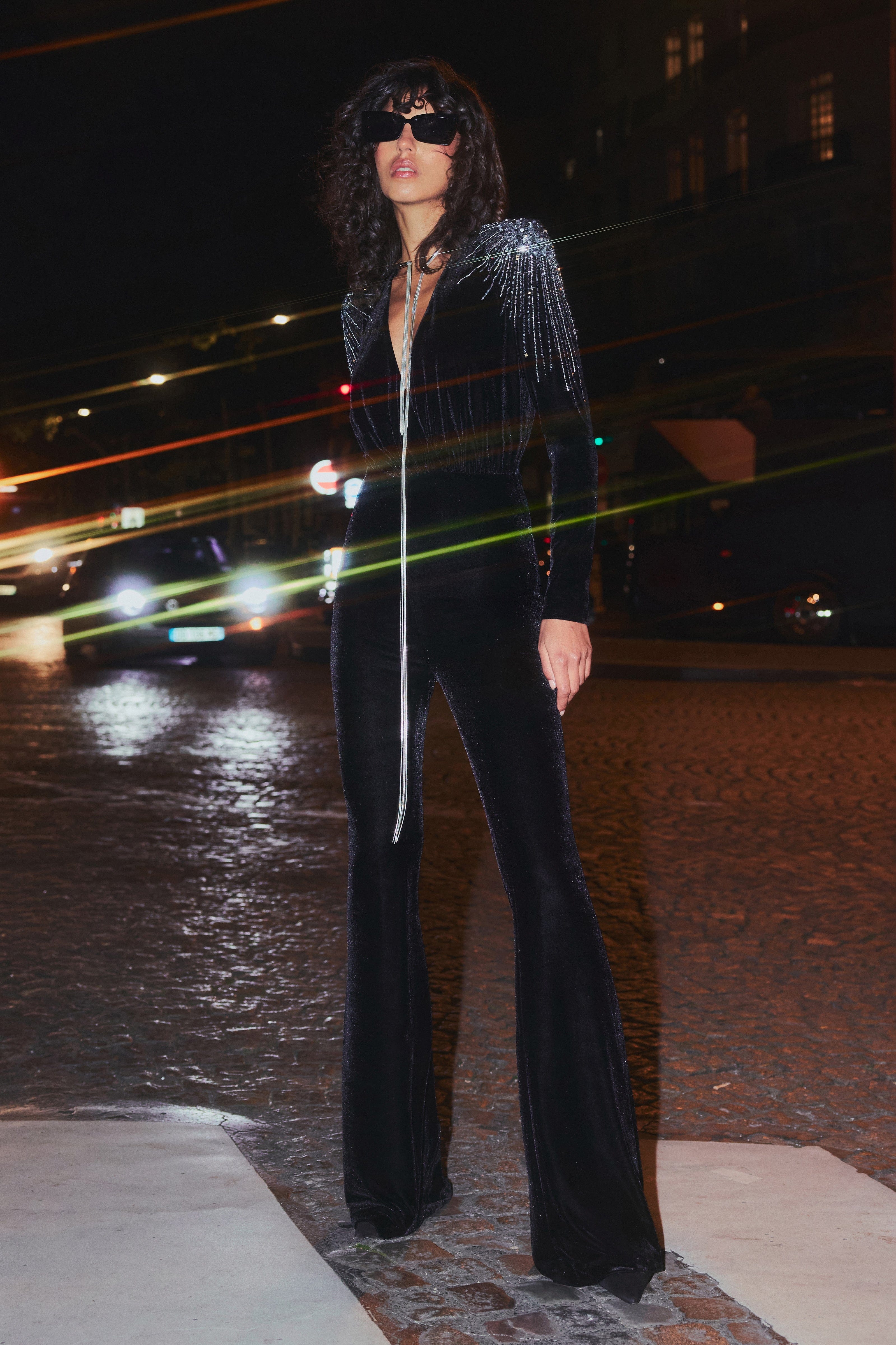 Giselle Black Jumpsuit | NADINE MERABI