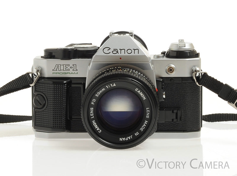 Canon AE-1 Program Chrome 35mm Film Camera w/ 50mm f1.4 Lens -New Seal