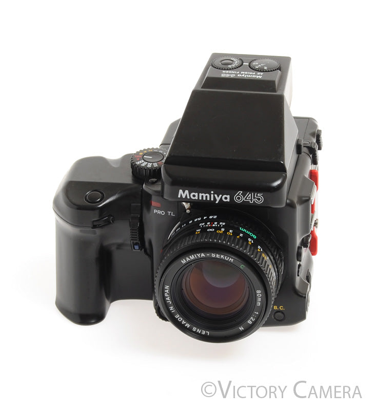Mamiya 645 Pro TL Camera w/ 80mm Lens, AE Prism, Power Winder [EXC]