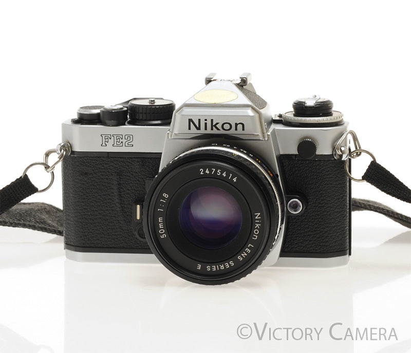 Nikon FE-2 FE2 Chrome 35mm Camera with 50mm f1.8 AI-s Lens [EXC+]