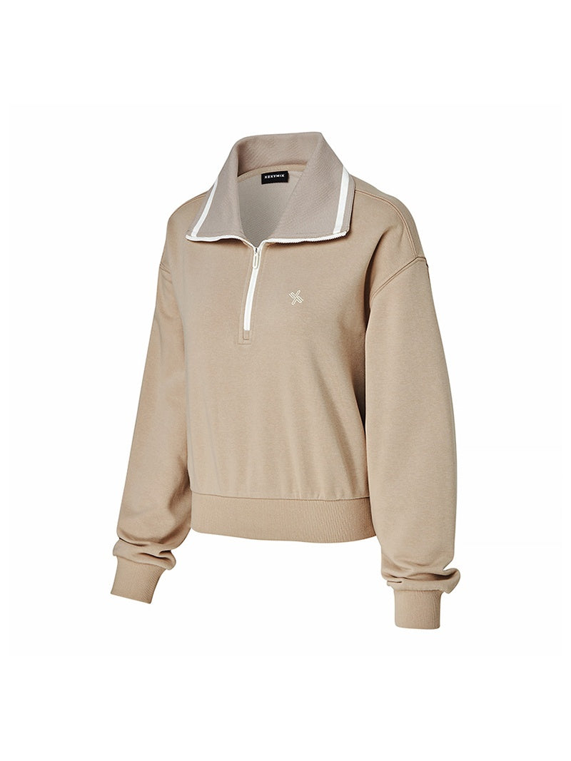 XTFHZ01J3 ロゴ入り ハイネック ハーフジップアップ スウェット