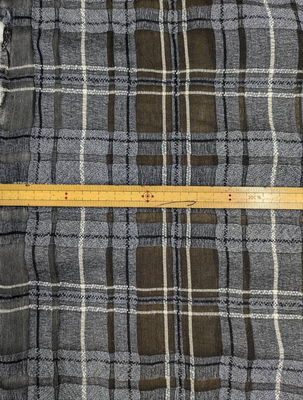 生地：チェック柄立体ジャガード（グレー／黒） - 日暮里繊維街 要藤